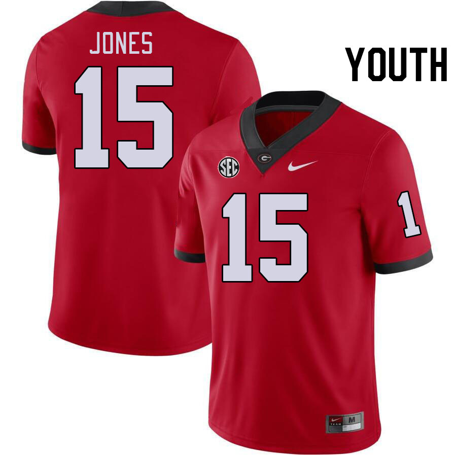 Youth #15 Demello Jones Georgia Bulldogs College Football Jerseys Stitched-Red